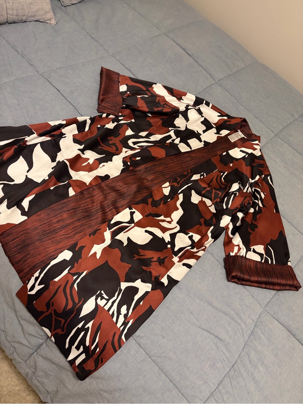 Women’s Brown & Black Double Faced Patterned Long Kimono